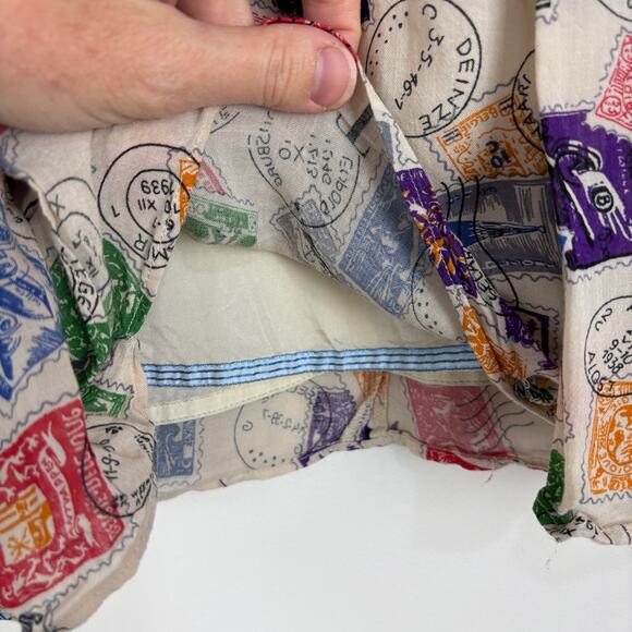 Anthropologie Edme & Esyllte Skirt Airmail Postage Stamp Novelty Twee Size 4 - Picture 6 of 9